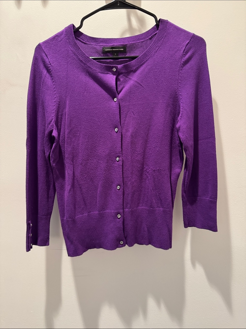 Purple Button-Front Women's Cardigan Sweater